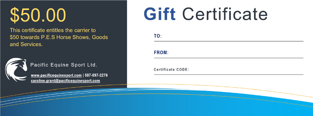 Pacific Equine Sport Gift Certificate
